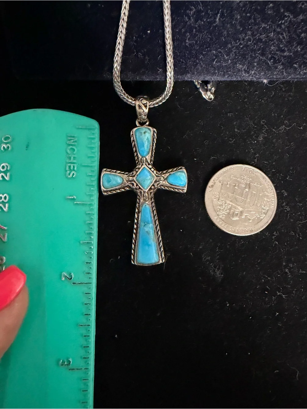 STAUER 925 Sterling Silver turquoise cross necklace
